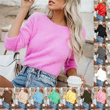 Fongt Women'swear Wish New Solid Color Fashion Long Sleeve Cashmeat Shirt