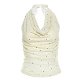 Fongt Summer New Women's Pure Wind Swing Neck Elegant Polka Dot Small Vest-Outfit