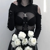 Dark Wind New Summer Fashion Blouse 2024 Round Neck, Long Sleeves, Navel Grid Short Sweater-Outfit
