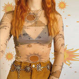 New Mesh Printing Sun Moon Long-Sleeved