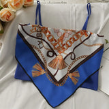 Fongt Print Splicing Short Belly Pocket Small Vest Woman 2024 New Slim Silk Sling Shirt Ice Refresher Silk