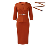 Fongt African Fashion Big Collar OL Tongle Temperament Elegant Bag-Upped Pencil Dress Dress