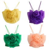 New Transparent Hard Gauze Flower Decoration Slim Sling Blouse-Outfit