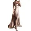 Fongt Forging Slings Deep V-Neck Bareback Official Picture Solid Color Open Forked Mid-Rise Long Skirt Temperament Commuting Women's