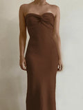 Knitted Twist Strapless Maxi Dress-Outfit