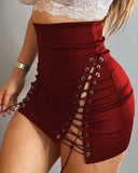 Black High Waist Side Strap Tight