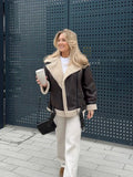 Faux Fur Double-sided Zipper Jacket-Outfit