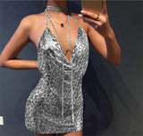 Fongt Station Fashion Nightclub Low Back Strapless Deep V Metal