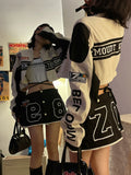 Bomber Woman Varsity Jackte Long Sleeves Vintage Detachable Hem American Baseball Coats Race Car Jackets Coat 2022