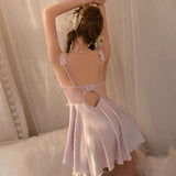 Fongt Lace Pajamas Women 2025 New Summer Pure Ice Silk Thin High-End Feel Chest Pad Sling Skirt