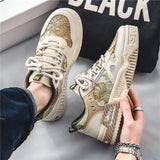Men Skateboarding Shoes Canvas Thick Bottom Platform Shoes Comfortable Breathable Vulcanized Shoes Casual Sneakers Student Shoes-Outfit