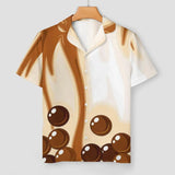 Fongt Spring And Summer Pajamas Bubble Tea Pajamas Milk Tea Printing Women's Milk Silk Short Sleeve Pajamas-Outfit