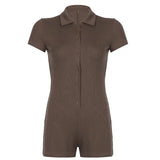 Fongt Hottie Versatile Waist One-Piece Shorts Female POLO Collar Single Breasted Slim Slim Bottom Casual Pants-Outfit
