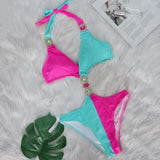 Fongt New Sexy Crystal Diamond Bikini Patchwork Women's Swimsuit Beach Vacation