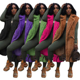 Fongt New Women's Casual Pure Color Plush Sleeveless Long Cardigan Jacket-Outfit
