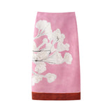 New Blended Printed Split Straight Skirt 2394119-Outfit