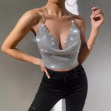 Fongt Sales 2023Wish Hot Metal Water Drill Sling Sexy Back Top Vest