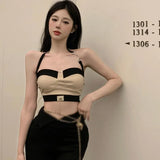 colors Hanging neck Slimming Women's tops Women's vests Short style-Outfit