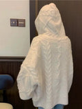 Oversize White Cardigan with Hood and
