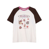 Cottage Strawberry Raglan Sleeve Oversized Tee-Outfit