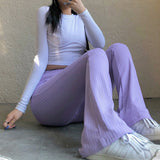High-waist Micro-cut Stretch Casual Trousers-Outfit