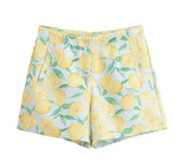 Fongt Women's INS Burst Linen-Blend Printed Shorts Set