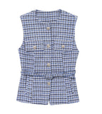 Fongt Women's Clothing INS Net Red Explosive With Belt Beads Texture Vest
