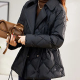 Autumn Winter New Suit Collar Light Down Jacket Female Short Small Waist Slim Fashion Foreign Style Coat-Outfit