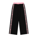 Striped Side Bow Sweatpants-Outfit