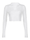 Long Sleeve Rib Knit Crop Top-Outfit