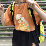Aesthetic Cartoon Print Oversized T-shirt-Outfit