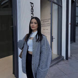 Fongt Autumn And Winter New Women's Casual Multi-Color Loose Wool Jacket Dark Buckle Collar Jacket