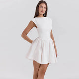 Short Sleeve Backless Mini Dress-Outfit