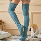 Fongt And Winter Diamond Knit Socks Over The Knee Long Pile Pile Socks Wool Socks Women-Outfit