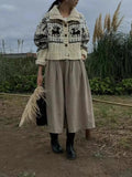 Buttoned Retro Printed Cardigan-Outfit