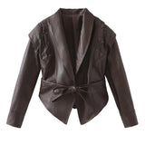 Fongt Women's Explosive Retro Casual Leather Jacket Jacket - High Quality Soft