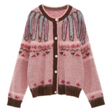 Pink Pattern Button Up Cardigan-Outfit