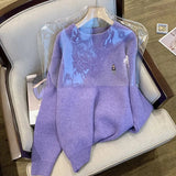 purple thick sweater loose new retro niche knitted top