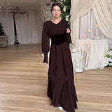 Fongt 2025 New Women's V-Neck Fashion Waist Seal To Open Fork Dress