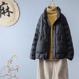Light Down Jacket Female Winter New Standing Collar Loose White Duck Velvet Coat Women's Korean Version Warm Light Tide-Outfit