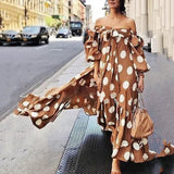 Off Shoulder Polka Dot Bohemian Maxi