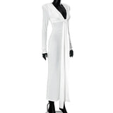 Pleated Tassel Long Sleeve Maxi Dress-Outfit