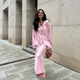 Fongt Autumn New Women's Pure Color Lazy Leisure Long-Term Set