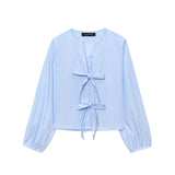 Fongt Women's Clothing 2025 New Fashion Temperament With Bow Shirt Top