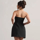 Buttoned Tube Fitted Mini Dress-Outfit