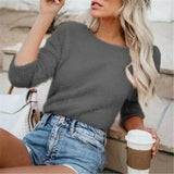 Fongt Women'swear Wish New Solid Color Fashion Long Sleeve Cashmeat Shirt