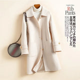 Women's Wool Coat Solid Color Long Jacket Female 2023 Korean Style Wool & Blends Office Lady Thick Warm Coat Winter