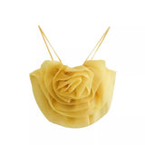 New Transparent Hard Gauze Flower Decoration Slim Sling Blouse-Outfit