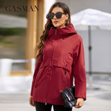 New women's jacket spring 2022 short High-Quality Trench coat women windbreaker Hooded Design solid Female Outwear