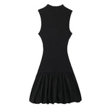 New Balloon Version Rib Slim Dress With Bare Back 0085361-Outfit